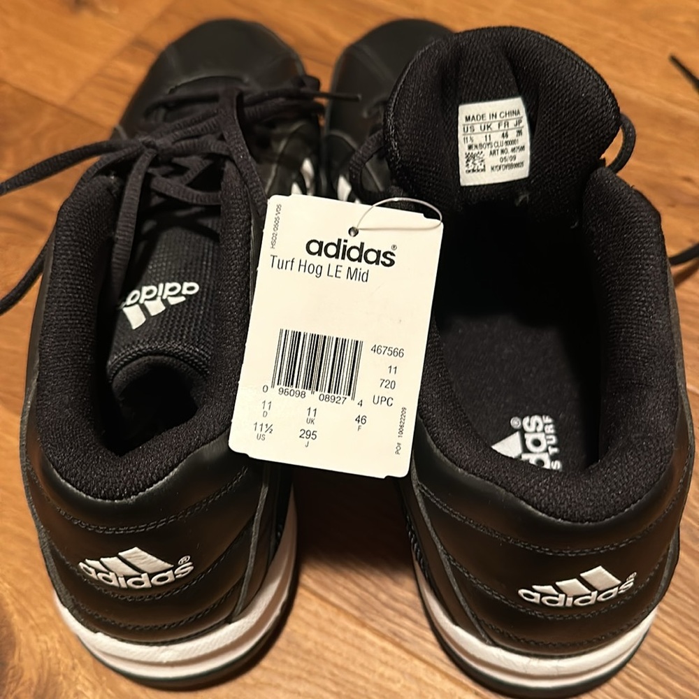 Adidas Turf Hog LE Mid Football Cleats Black White 467566 Men's Size 11 1/2- NEW - Picture 7 of 8